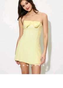 A beautiful butter yellow offshoulder. dress