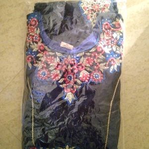Embroidered Navy Blue Gown