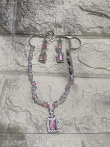 Silver-Plated &amp; AD Studded Jewellery Set