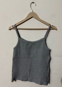 Grey Ribbed Tank Top