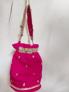 Pink &amp; Gold potli bag