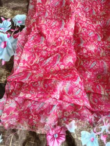 Floral Kurta Set With Organza Dupatta