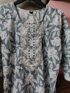 Grey Printed Kurta Set