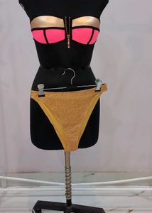 Sparkly Golden And Pink Combination Bikini