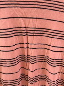 Peach Striped Fit Long Sleeves T-shirt