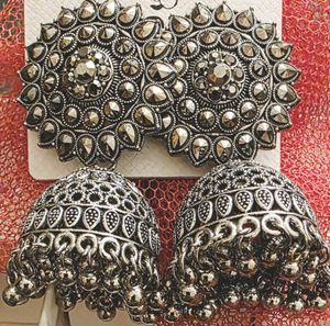Festive Black kundan Jhumka