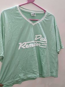 Viveza Light Green Oversized Crop Top