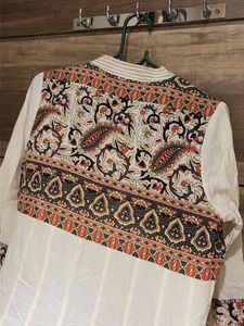 Elegant White &amp; Orange Kurta