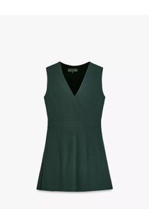 Zara Elegant Green pleated mink Dress