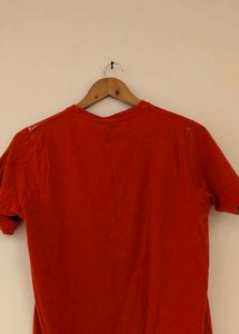 Lacoste orange-red Cotton Tee