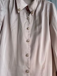 Elegant Blush Button-Down Top