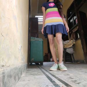 Colorful Striped Ruffle Dress