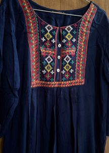 Navy Blue Thread Works Kurti