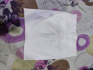 White Denim Mini Skirt