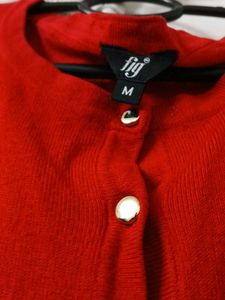 Black Knit Cardigan And Red Sweater
