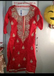 Red Embroidered Kurta