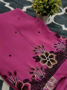 Pink Floral Saree