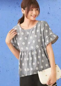 Cute Striped Floral Girls' Top