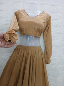 Khaki Full Sleeves Lehenga Choli