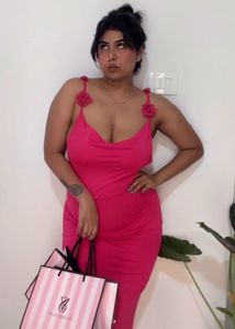 Hot Pink Flower Strap Dress