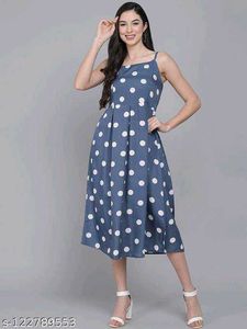 Blue Polka Dot Midi Dress