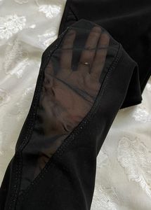 Black Sports Wear Pant With Mesh Pattern