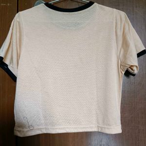 Cute Pocket panda peach colour crop top for women