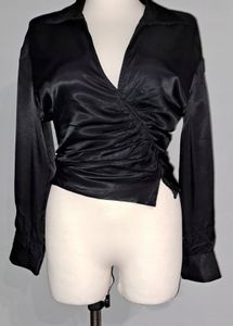 Zara Black Silky Wrap Top