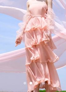 Savana Pink Ruffle Layered Dress