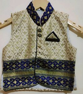 Navy Blue Kurta Waistcoat Set For 3- 4 Year Boy