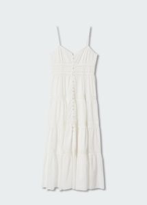 MANGO Frill Cotton Maxi Dress