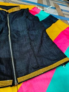 Multicolored Flared Lehenga With Black Top