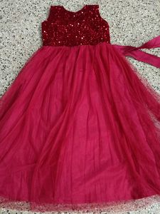 Preloved Maroon Sequin Girls Party Dress