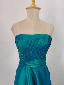 Teal Strapless Evening Gown