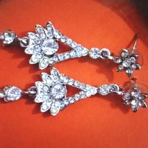 Sparkling Crystal Flower Dangle Earrings