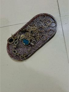 resin  Oval tray with box to organize jewelr