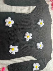 Black Floral Knit Sweater