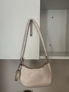 White Ruched Baugette Bag With Coin Pirse