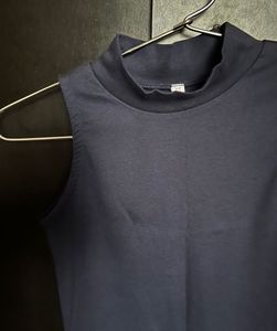 Blue turtle neck tank top