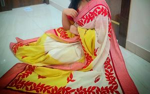 Boutique Creation Red, Yellow And White Saree