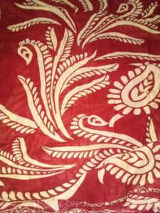 Womens Red Soft Cotton Saree.