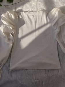 Elegant White Puff Sleeve Top