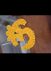 Yellow Om Pompom Decorative MDF Cutout