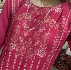 Pink Embroidered Kurti