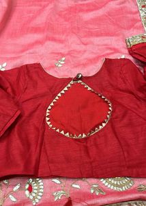 Red & Pink Saree Blouse