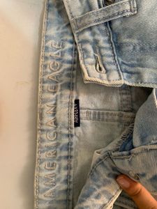 American Eagle Ripped Light Wash Wide Leg Jeans