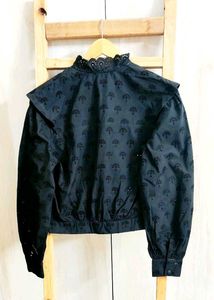Chic Black Embroidered Top Size-36-38