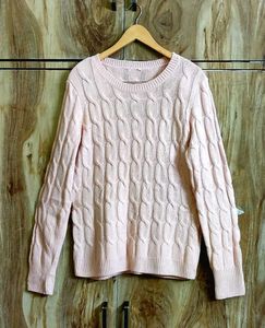 Light Pink Self Design Pullover Size-36-38