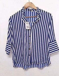 Trendy New Striped Blue & White Shirt