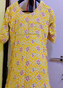 Yellow Printed Kurti